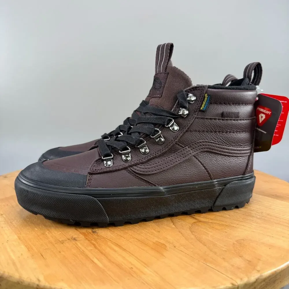 Vans Sk8-Hi MTE Men’s Size‎ 8.5 Shoes Chocolate Brown Leather Boots Lace Up NEW